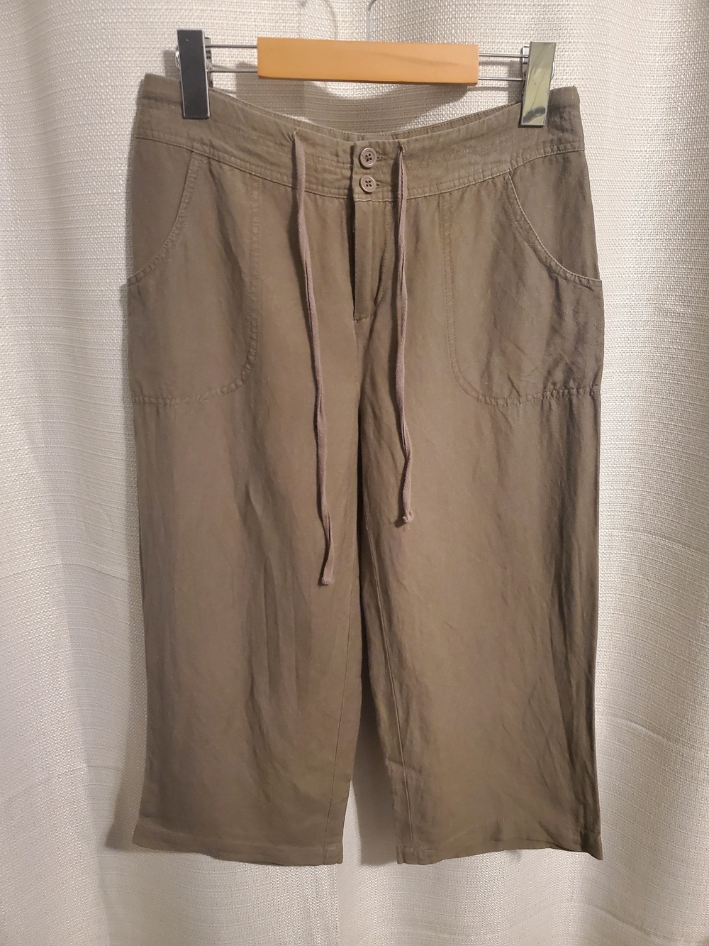 (3/$20) Coldwater Creek Women's Biege Linen Wide Leg Capris